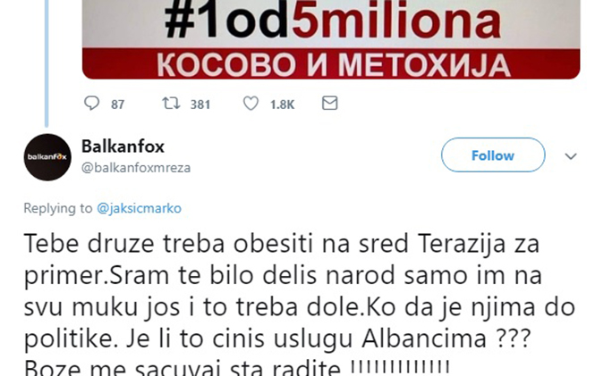 Pretnje Marku Jakšiću zbog protesta u Kosovskoj Mitrovici