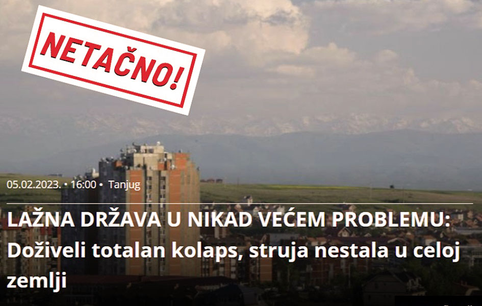 „Srbija Danas“ od kvara na električnoj mreži u više opština, do „nikada većeg problema za lažnu državu“ Ilustracija (Preuzeto sa Srbija Danas)