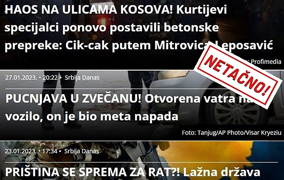Mir na Kosovu važna tema ali tabloidni „horor“ ne jenjava Illustracija naslova tabloida