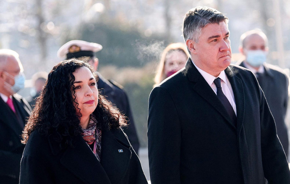 Predsednik Hrvatske očekuje da sve članice EU priznaju nezavisnost Kosova Osmani i Milanović (Foto Armend Nimani,AFP)
