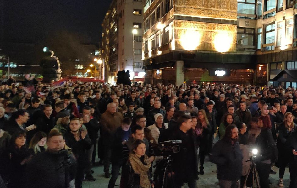 Protest ’’Studenti za Kosmet’’: Traže da se u Ohridu javno i u celini odbaci predlog EU Protest u Beogradu (Foto FoNet/Marko Dragoslavić)