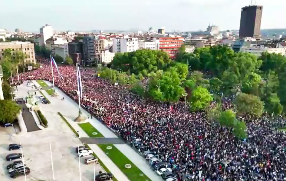 Sa prethodnog protesta 'Srbija bez nasilja' u Beogradu (Printskrin N1 video)