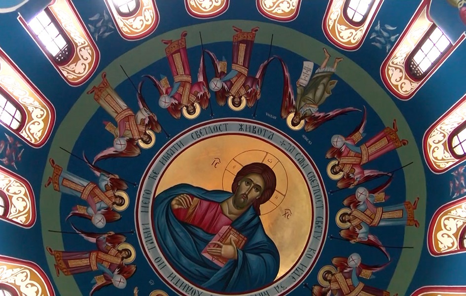 U toku freskopisanje hrama Svetih Flora i Lavra u Lipljanu Oslikana kupola hrama Svetih Flora i Lavra u Lipljanu (Foto Kim)