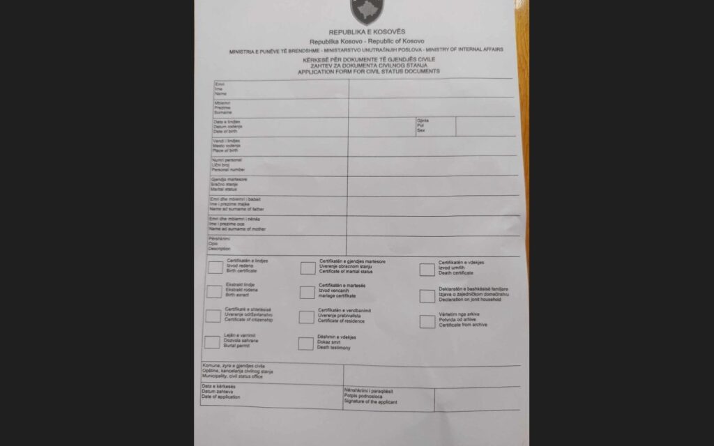 “Dokaz smrt”, “dozvola sahrane”, “uverenje održavlanstvo” – jezičke besmislice u službenim dokumentima na Kosovu