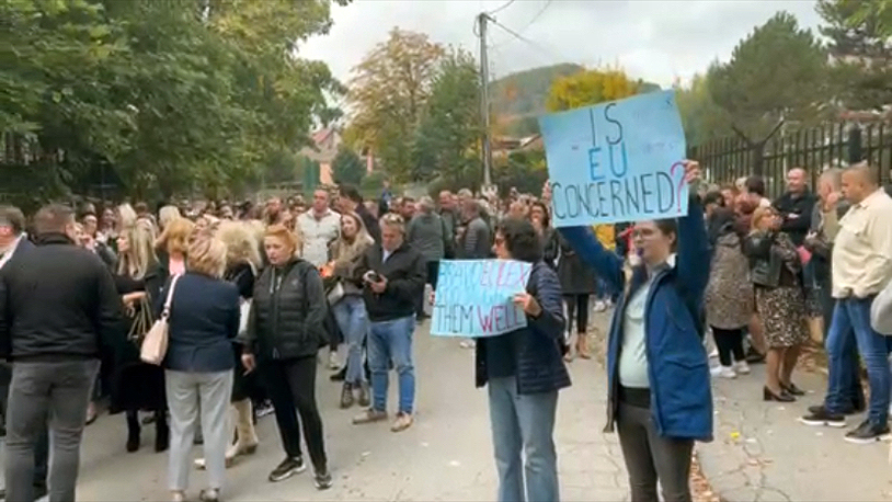 Protest u Mitrovici povodom hapšenja Aleksandra Arsenijevića (Foto Kim)