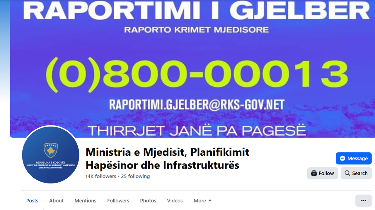 (Printskrin Fejsbuk@Ministarstvo infrastrukture Kosova)