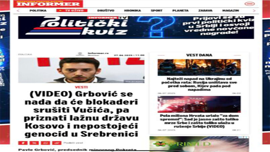 Lažne vesti: Kosovo kao tema zloupotrebe za napad na proteste