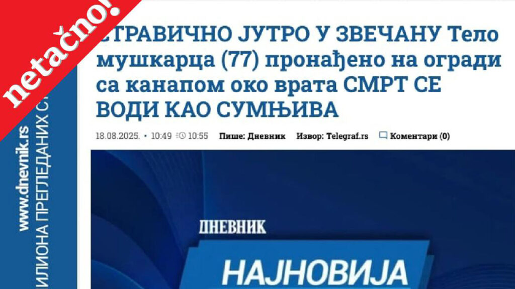 Netačno: Bezdušna laž zarad senzacionalizma