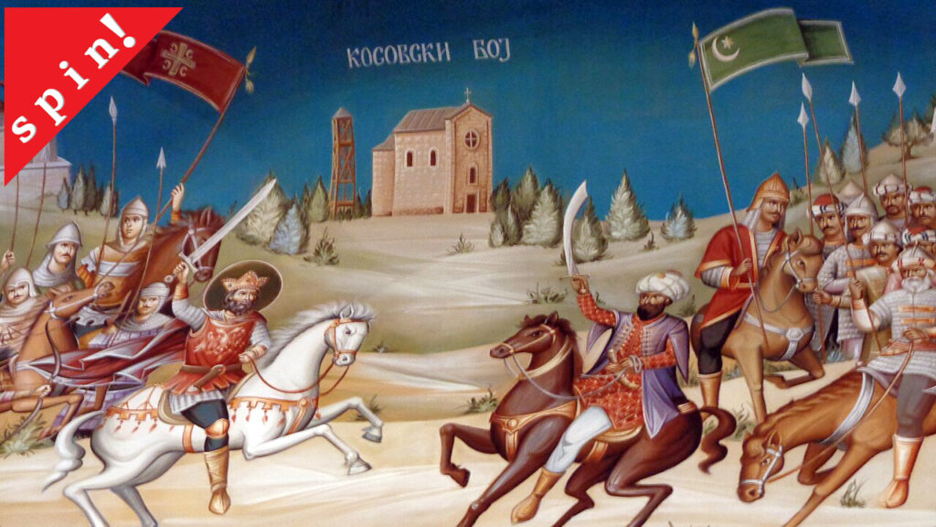Pojednostavljenja i spinovi u vezi sa mitom o Kosovu Kosovska bitka 1389, freska u crkvi Lazarici, Zvezdara - Beograd (Foto Andrija1234567 (GFDL or GFDL), via Wikimedia Commons)