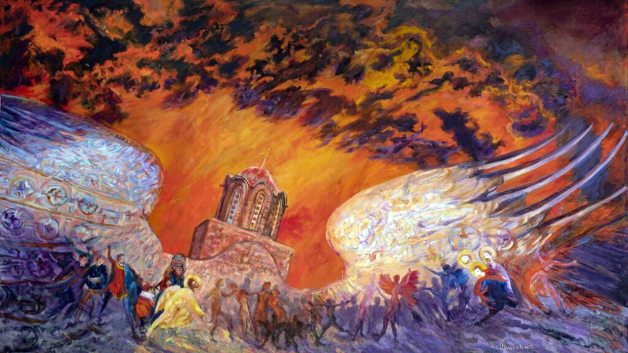 Predrag Dragović, „Kosovski kalendar“, ulje na platnu, 120x200cm, 2017 (Foto Dom kulture „Gračanica“)