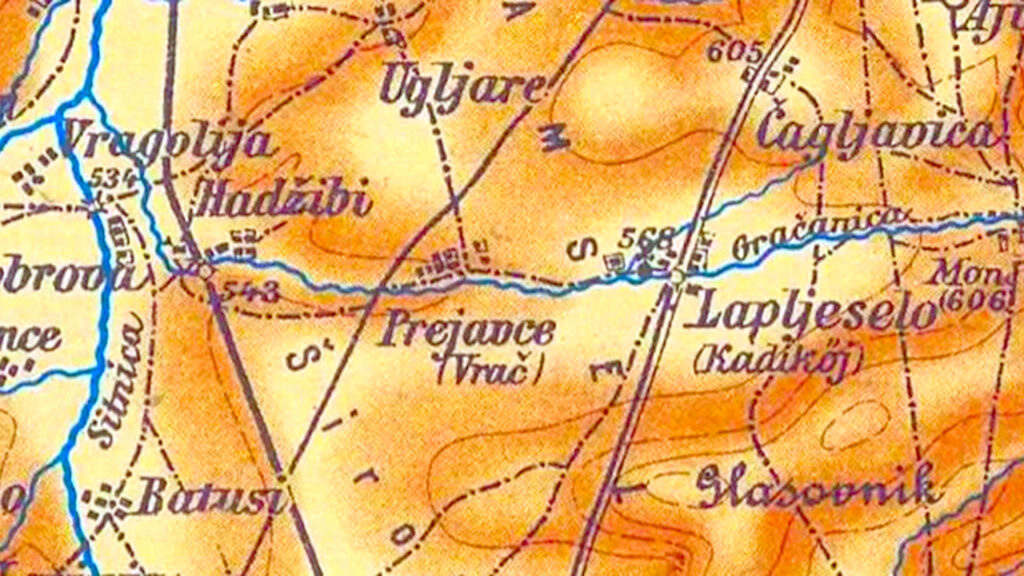 Vrači preočki: Duboko skriveno u preočkoj umi i namerno zaboravljeno ime koje leči Vrači preočki - Selo Preoce na starim austrijskim vojnim mapama (Mapa Carski i kraljevski vojno-geografski institut u Beču, 1911.)